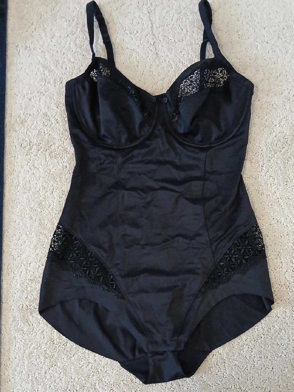 Marks & Spencer Black Lace-Trim Shaping Bodysuit